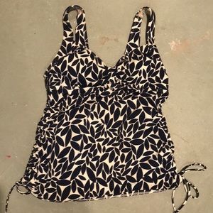 Lands end size 10 navy and white tanking bathing suit TOP ONLY